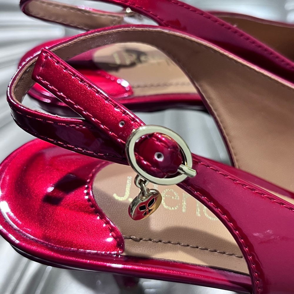 J.Renee Women’s Size 8.5 Red Patent Bow Slingback Heels - Picture 7 of 9